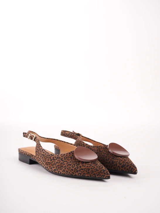 EPICA Damen Ballerinas mit Gepardmuster braun