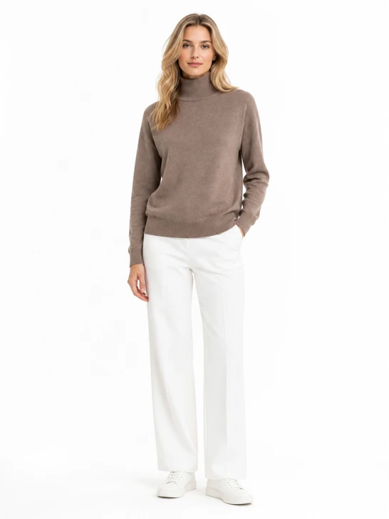 CATNOIR Damen-Rollkragenpullover in Dunkelgrau aus einer Woll-Kaschmir-Mischung
