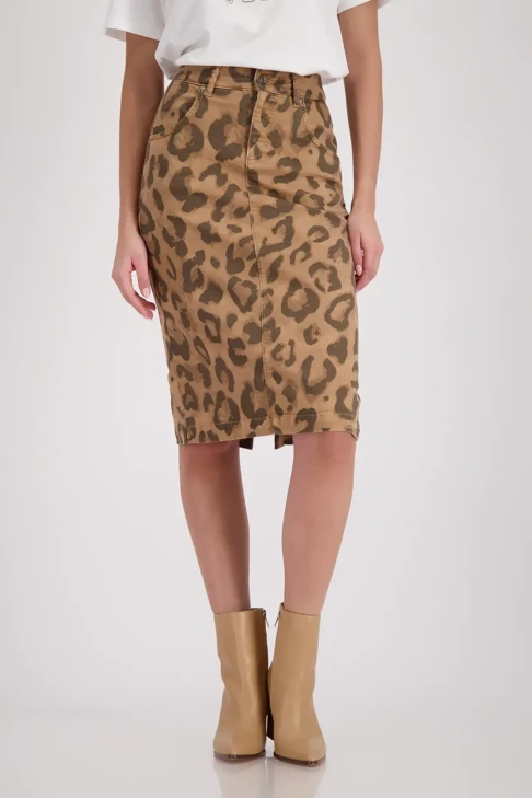 MONARI VIVA ITALIA Damenrock braun mit Leopardenmuster