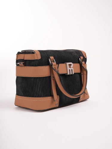 PEPE MOLL Damen Handtasche Kord schwarz und braun (2)