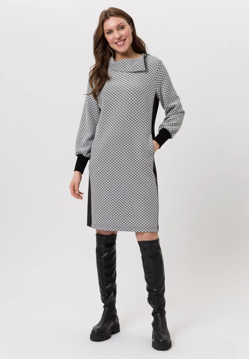 TUZZI EBONY Damen Kleid weiß und schwarz mit schwarzen Einsätzen an den Seiten