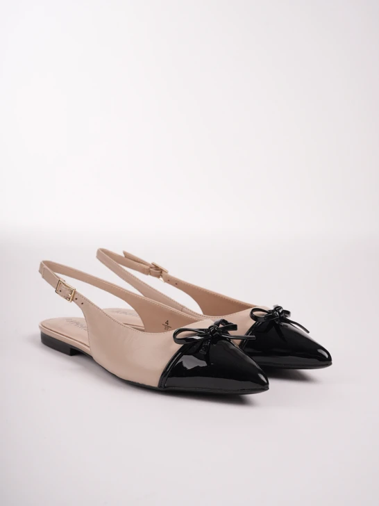 CAPRICE Damen Ballerinas ohne Absatz beige-schwarz