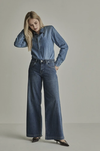 PARAMI CLOË Damenjeans, blau, weit geschnitten