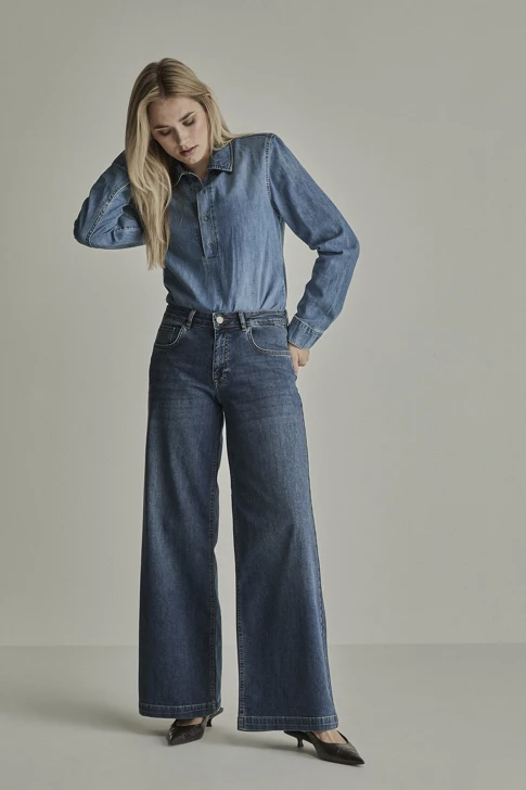 PARAMI CLOË Damenjeans, blau, weit geschnitten
