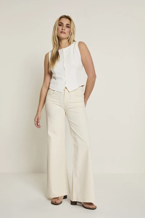 PARAMI SCOTTY Damenjeans hellbeige weit geschnitten