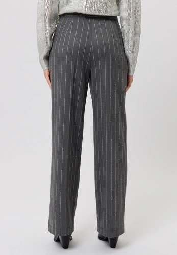 TUZZI ICY EDGE Damenhose grau mit weißen Streifen und Pailletten (1)