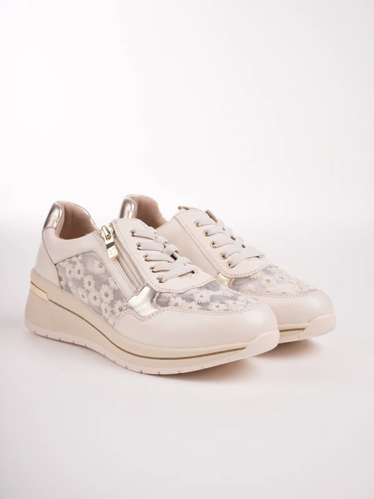 CAPRICE Damen Mesh Turnschuhe beige