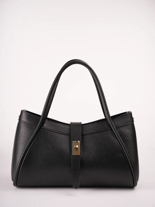 GROSSO BAG Damenhandtasche aus Leder, schwarz