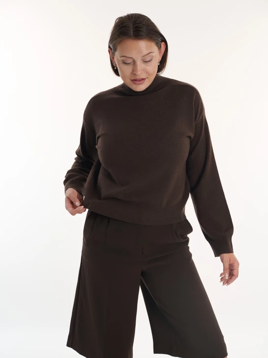 CATNOIR Damen-Rollkragenpullover in Braun aus einer Mischung aus Wolle und Kaschmir