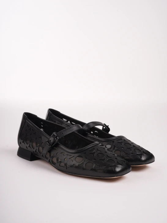 CAPRICE Damen Ballerinas Netz schwarz