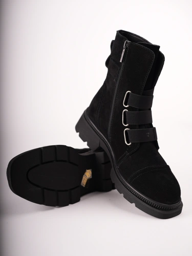 PASS Damen-Stiefeletten aus Wildleder, schwarz (4)