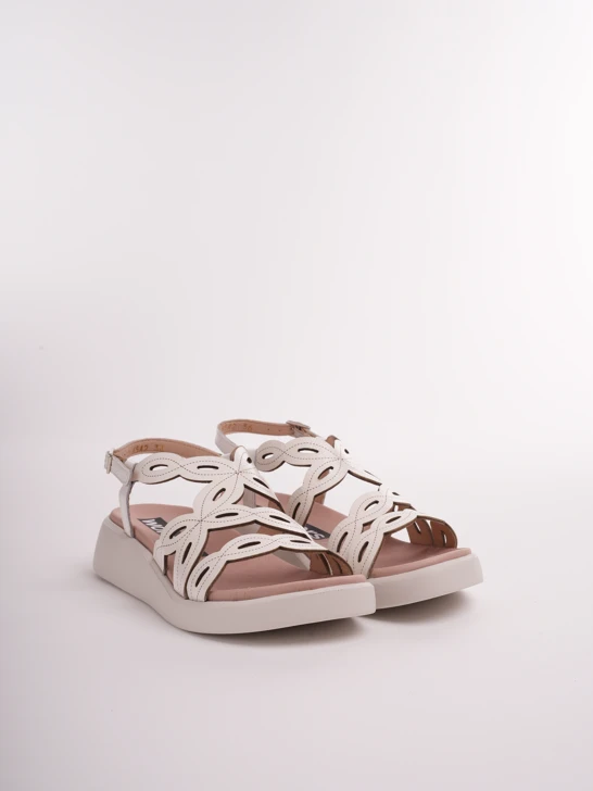 WONDERS Damen Sandalen Spitze weiß