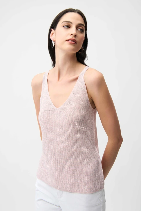 JOSEPH RIBKOFF Damen-Stricktop rosa mit Strasssteinen