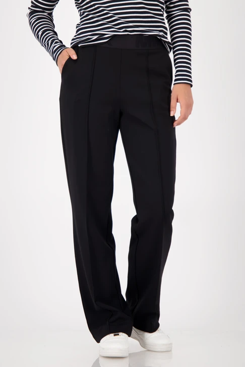 MONARI FASHION CONTRASTS schwarze Damenhose mit elastischem Bund