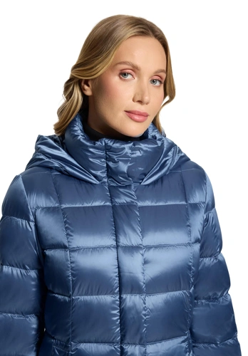 BETTY BARCLAY Damen-Steppmantel aus Staubfedern und Waschbärfell, blau (6)