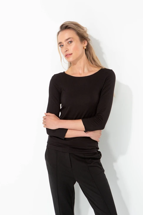 CATNOIR Damen-T-Shirt mit 3/4-Ärmeln, schwarz