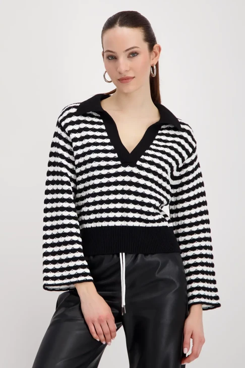 MONARI TOKYO Damen Pullover schwarz und weiß