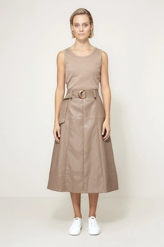 CATNOIR Damenrock „Taupe“ aus veganem Leder (1)