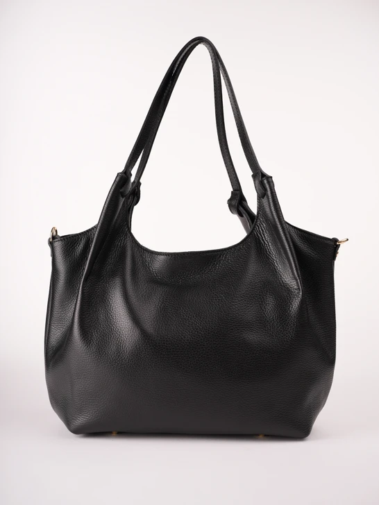 GROSSO BAG Damenhandtasche aus Leder, schwarz